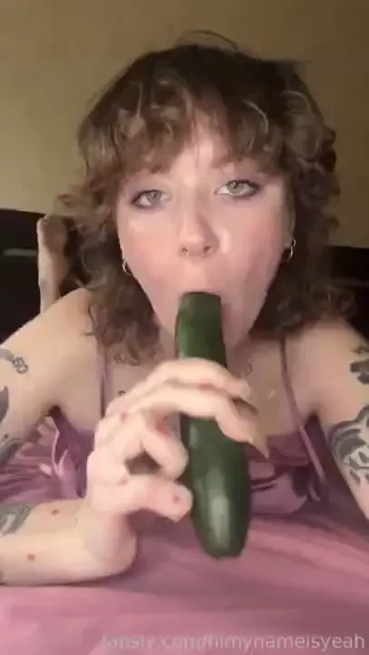 Wish you were this cucumber suck deepthroat throat sucking cucumber 