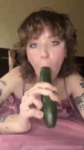 Wish you were this cucumber suck deepthroat throat sucking cucumber