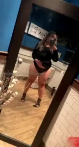 Quick bathroom break do you like my outfit today