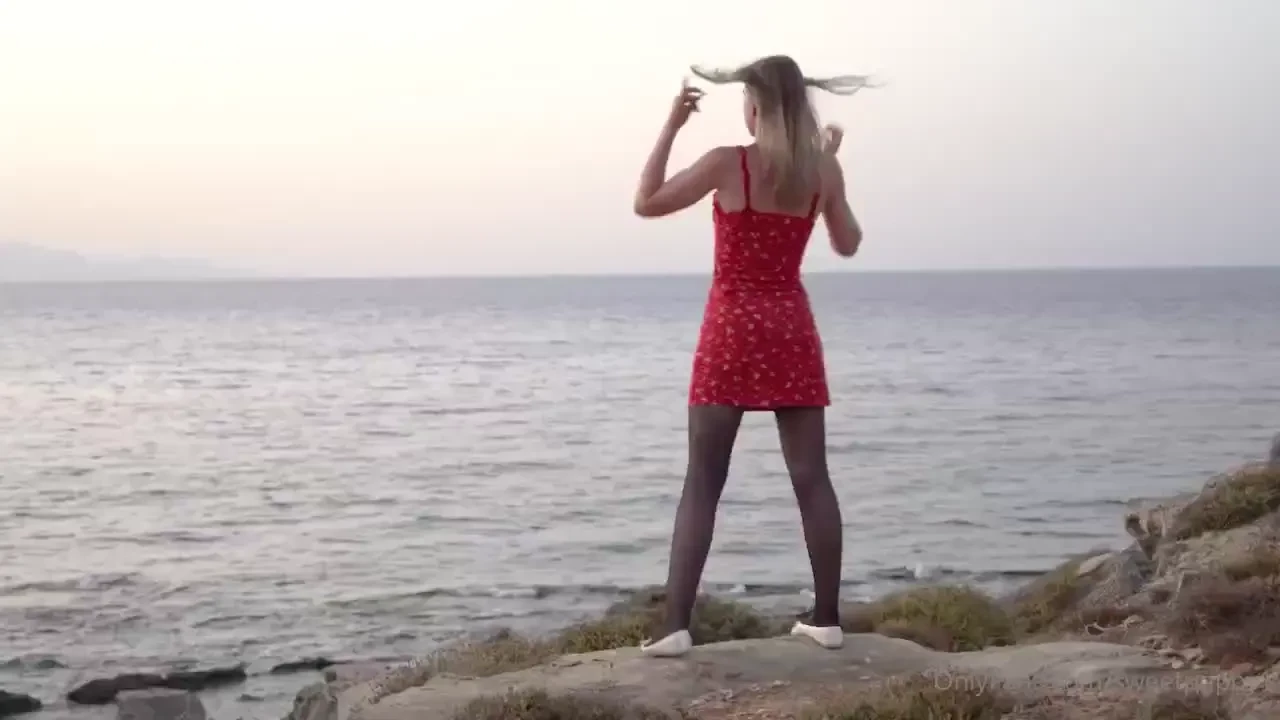 Cute red dress black tights with flats d xx 