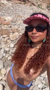 My first time topless on a cove and the sun felt so good on my breasts