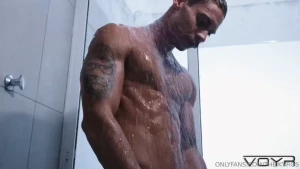 Water is cascading off colucci s naked muscles when i decide to join