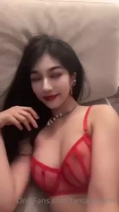 Showing off my titties wiz my favorite red lingerie part 1
