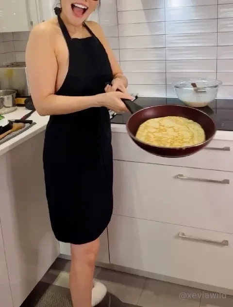 Cooking is always more fun when you re naked well half naked to be 