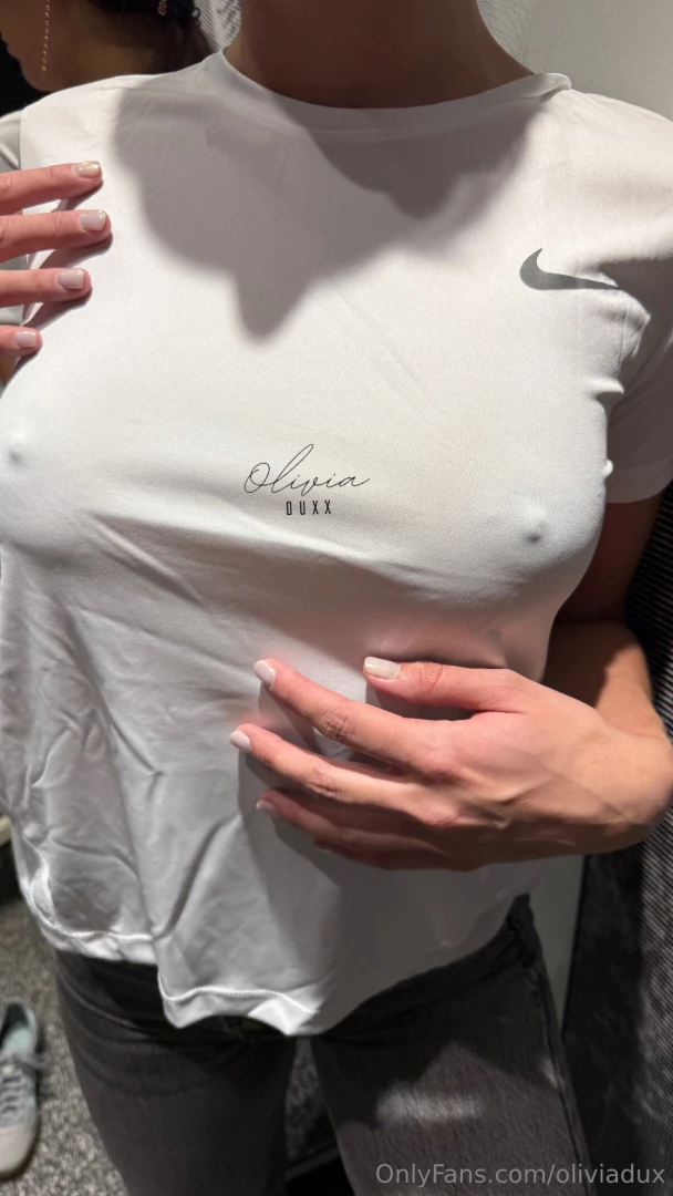 Trying on gym clothes 