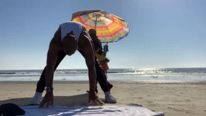 Man live beach meditation practice