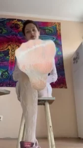 Today i take off my shoes and show my white smelled tights after long