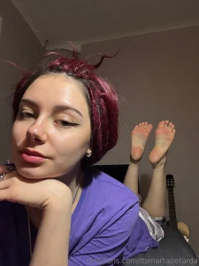 Cute girl in her cozy pajamas dominates you with her princess feet part 1