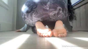 Teasing you with my sweaty sexy soles and natural toe nails which were