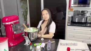 Barefoot naked and pregnant in the kitchen want a taste