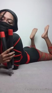Sexy ninja cece in the pose you can t help but watch her feet do you