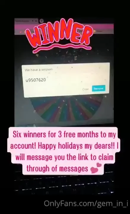 Six winners were selected at random thank you all so much for all of 