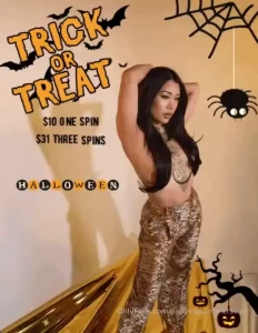 Happy halloween trick or treat 1 spin 10 3 spins 31 tip in menu signed