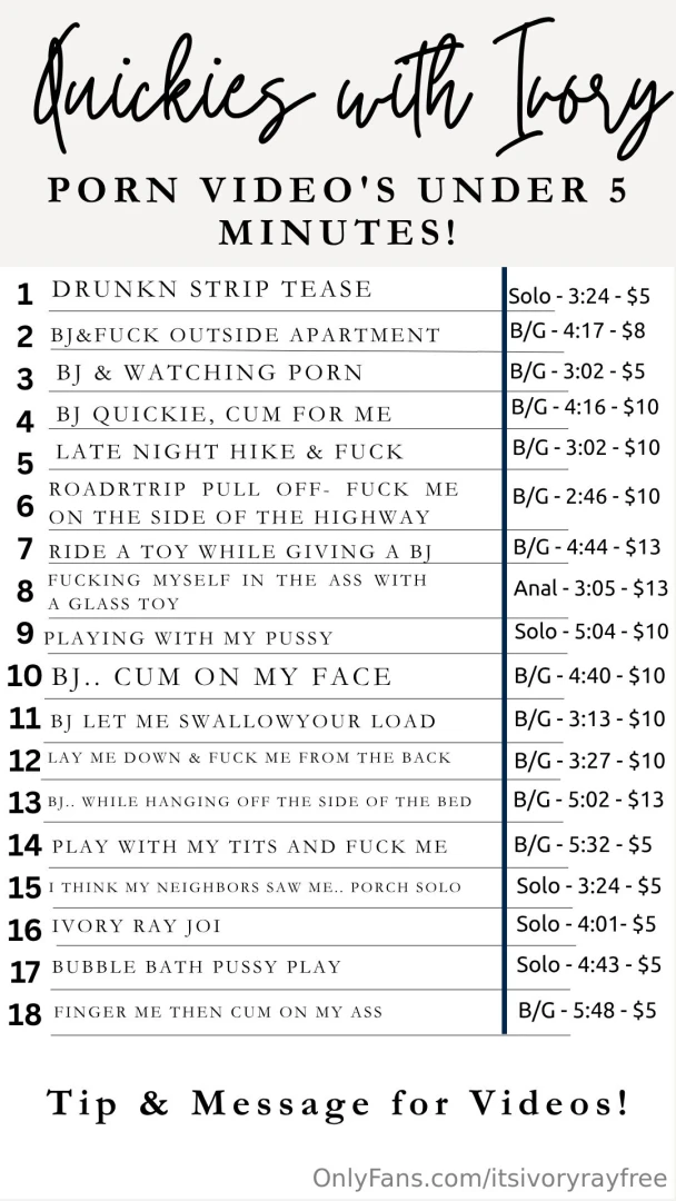 New porn menu cum have little quickies with ivory tip amp dm me the to 