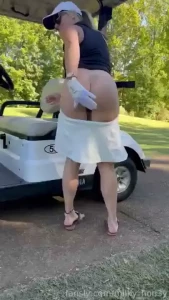 Would you play a round of golf with me blonde golf public flashing ass