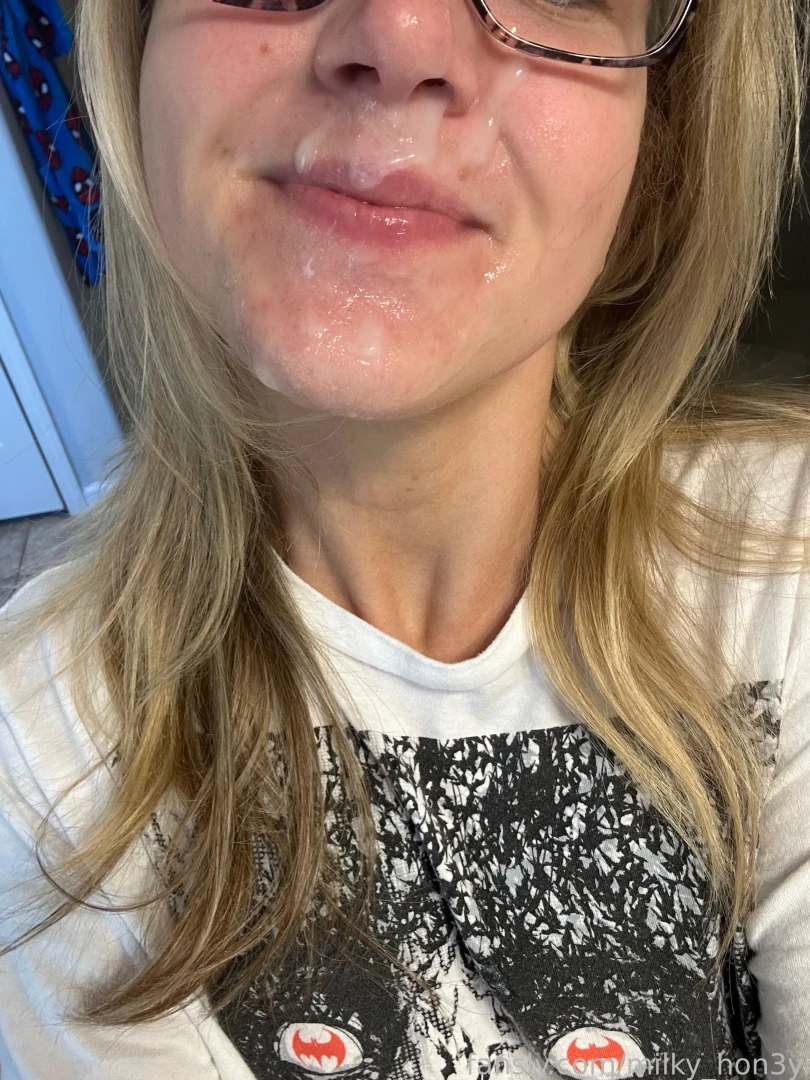 He painted a masterpiece on my face facial glasses cute blonde blowjob 