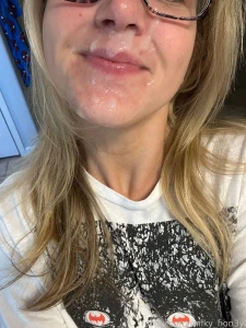 He painted a masterpiece on my face facial glasses cute blonde blowjob