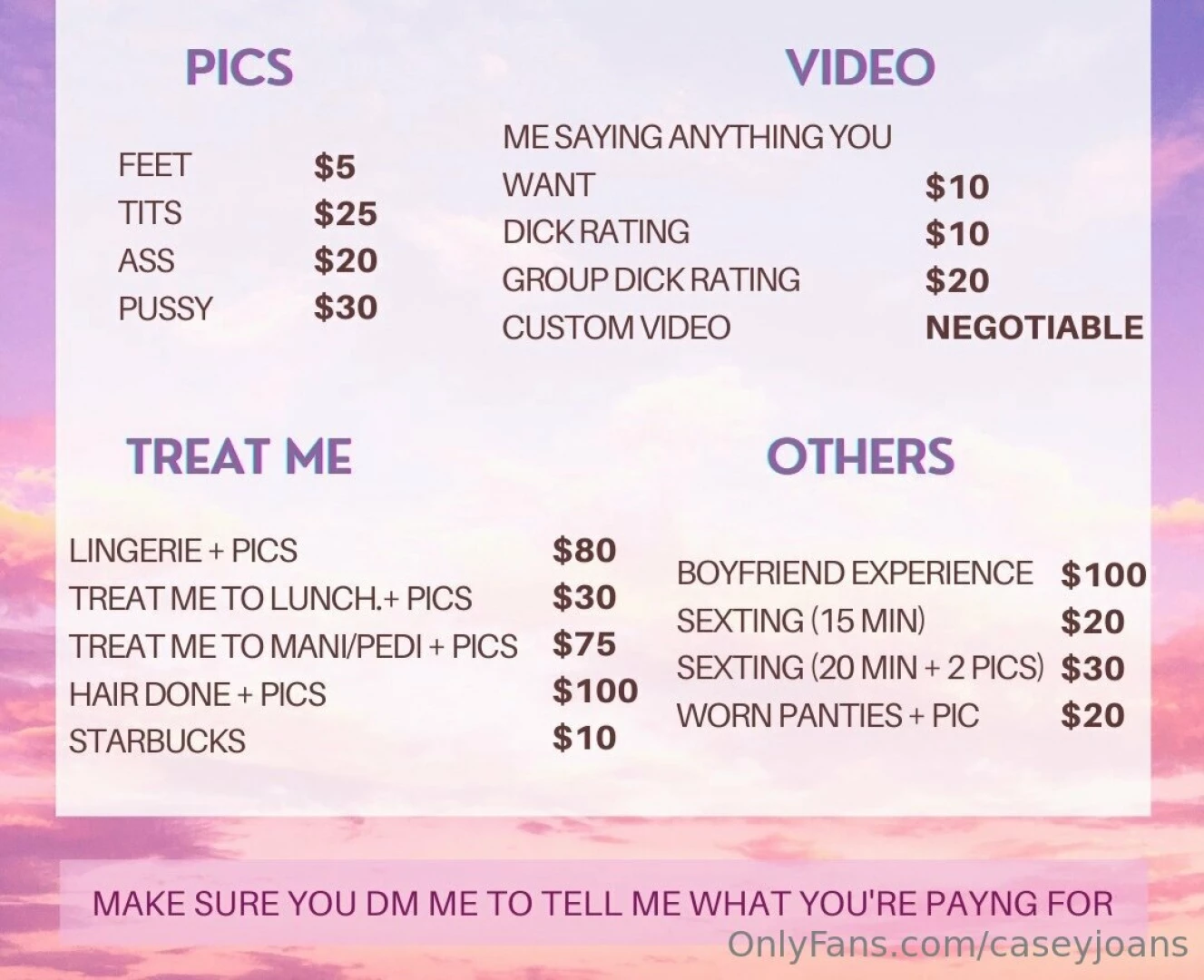 I ve had a lot of people ask for a tip menu i am excited to be your 