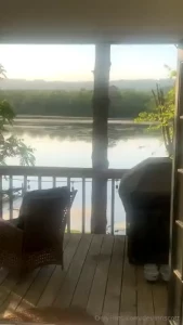 Morning fuck by the lake loud ass bed but what a beautiful scene for