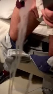 I was so horny that i made a little mess come lick my cum off of the