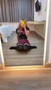Feeling naughty in this uniform daddy i couldn t help but finger