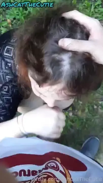 Sucking cock on me knees in the middle of a high traffic trail 