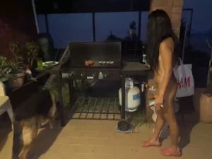 Barebumbbq too hot today for clothes