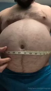 About 48 inches so much more to go aiming for 52 inch belly by the end
