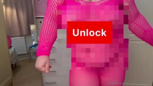Let me tease you by jiggling in my pink body stocking and stripping