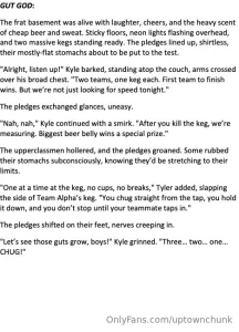 Gut god the frat basement was alive with laughter cheers and the heavy