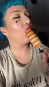 Licking and sucking a delicious icy pole part 1