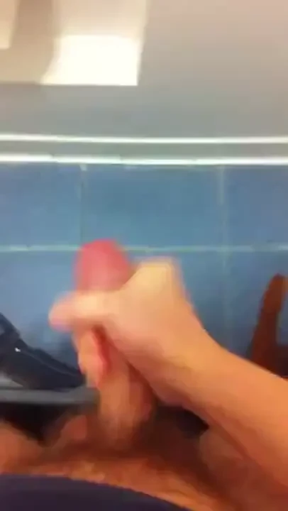 Jerking in a public bathroom again 