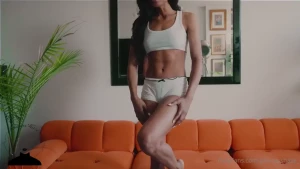 Playful strip tease mutual masturbation