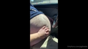 After the buffet i wanted to rub sloppybear600 belly in the parking