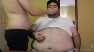 Sloppybear600 still had room for more so i fed him some cake by hand