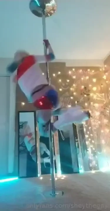 Harley quinn cosplay pole dance strip part 7 8 repost from my snapchat 