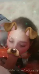 Perrito chupando poya