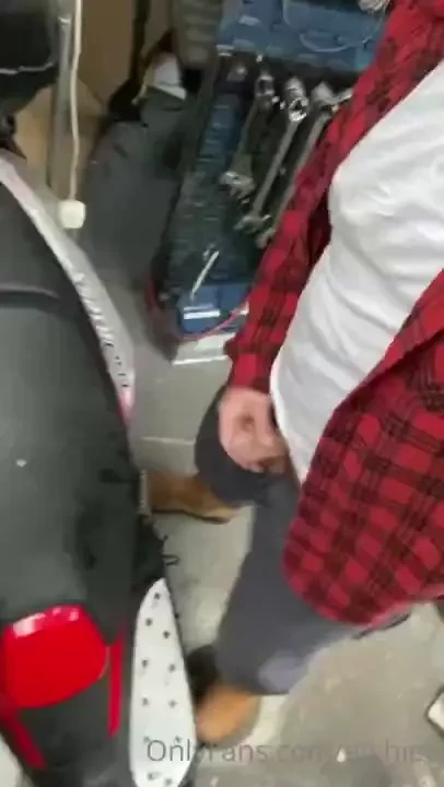 Blowing my load over the motorbike after getting dicked 