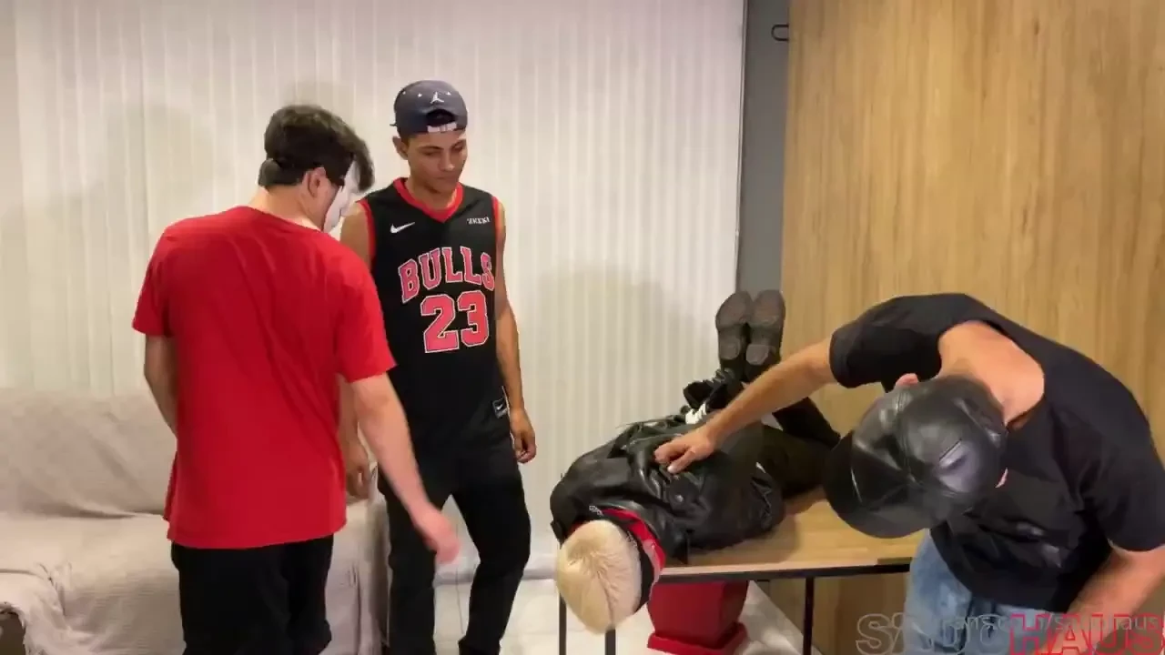 Jesse and kian use newbie twink jacob as their leather slave 
