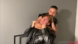Leather scally finds leather skater on the street and ties him up to