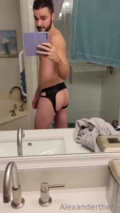 Kinky jockstrap after bath