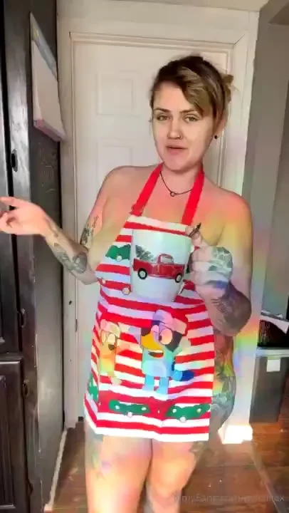 Cum sip hot coco with me in just an apron it barely fits videos 