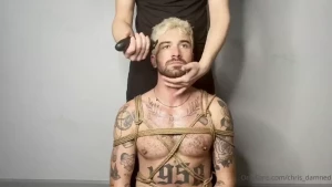 Here it is after an hour session with woodxbound he put me on my knees