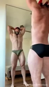 Hard flexing in the mirror teasing my cock and a cum shot that runs to