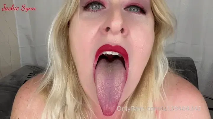 Red lips long tongue in uvula tease jackie knows how horny her sexy 