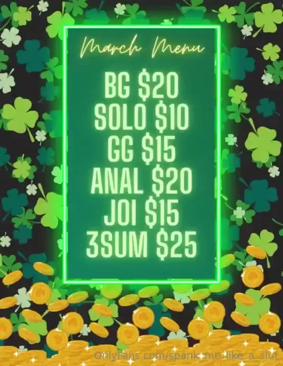 March menu tip with your choice amp let me drain your balls daddy 