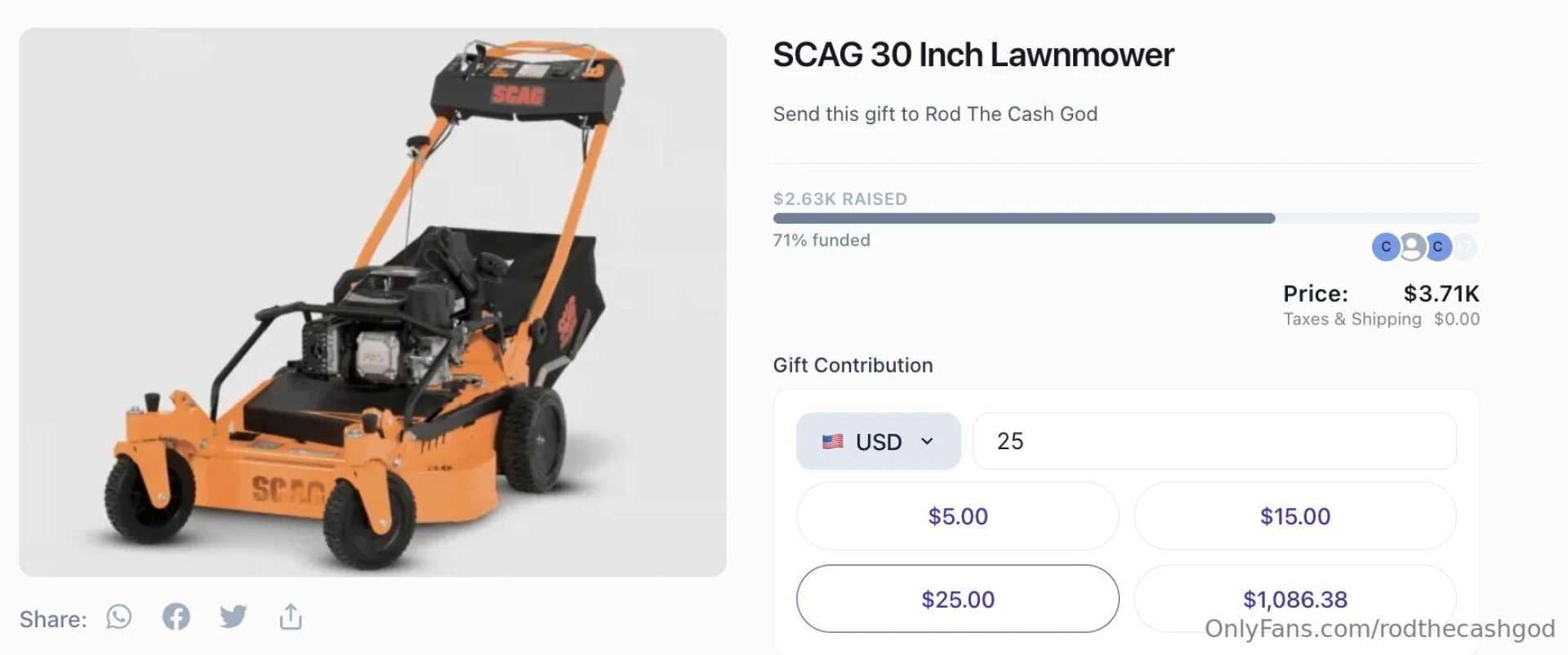Only 1k left until this lawnmower is funded i am a patient man i knew 