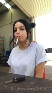 Smoke break at work ft dangles not in my most glamorous state i