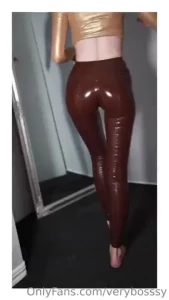 Enjoy how i shine for the first time my chocolate brown latex leggings