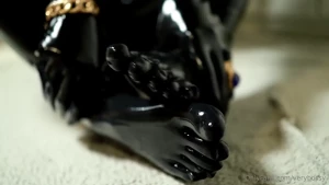 I bet you like my sensual black oiled latex socks part 1